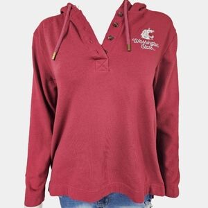 Champion 1/4 Button WSU Long Sleeve Hooded Sweatshirt Size M